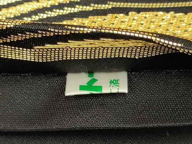 平和屋着物▼六通柄袋帯　斜め取り花文　黒地　金銀糸　正絹　逸品　AABA8347wj
