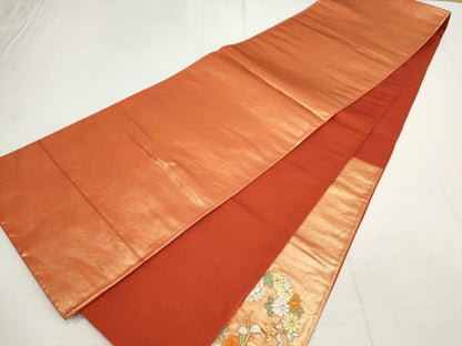 平和屋着物▼総刺繍　袋帯　草花丸文　金銀糸　正絹　逸品　AABA8514wj