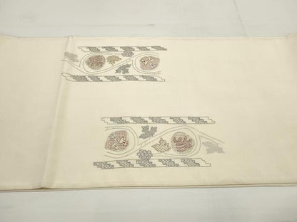 平和屋着物▼中国三大刺繍 汕頭刺繍 スワトウ刺繍 袋帯 壁画文様 正絹 逸品 AABA8600wj