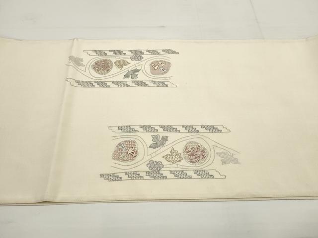平和屋着物▼中国三大刺繍 汕頭刺繍 スワトウ刺繍 袋帯 壁画文様 正絹 逸品 AABA8600wj
