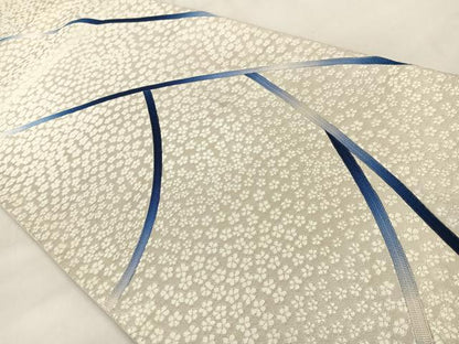 平和屋着物◎六通柄袋帯　舞花文　銀糸　正絹　逸品　AABA8645uw