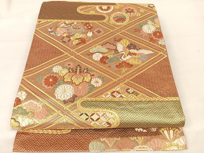 平和屋着物◎六通柄袋帯 唐織 宝尽くし文 金糸 正絹 逸品 AABA8649uw