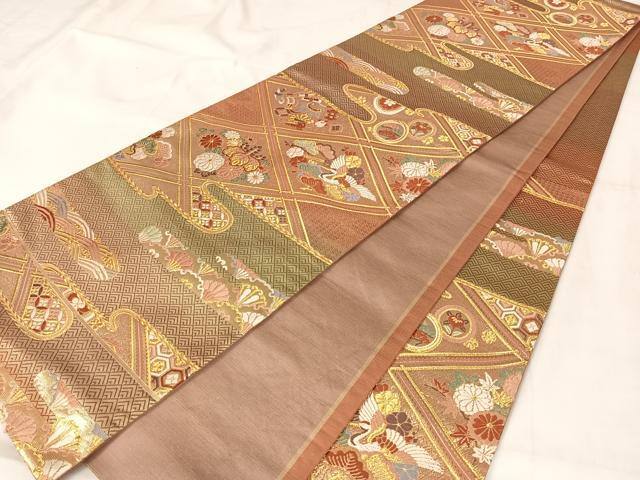 平和屋着物◎六通柄袋帯 唐織 宝尽くし文 金糸 正絹 逸品 AABA8649uw