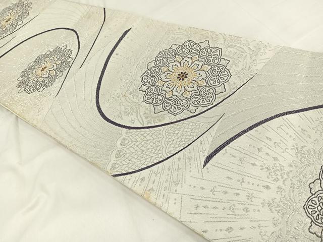 平和屋着物◎六通柄袋帯 正倉院花文 金銀糸 正絹 逸品 AABA8713uw