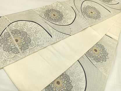 平和屋着物◎六通柄袋帯 正倉院花文 金銀糸 正絹 逸品 AABA8713uw