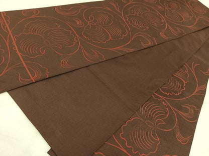 平和屋着物◎六通柄 本袋帯 蔦の葉文 正絹 逸品 AABA8717uw