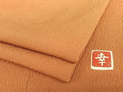 平和屋着物●ファッションデザイナー 花井幸子 色無地 銀朱色 正絹 逸品 AABA8774zg