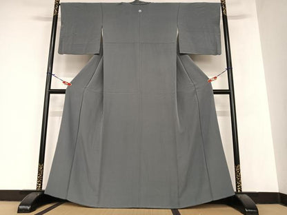 平和屋着物●上質な色無地　錆鼠色　正絹　逸品　AABA8775zg