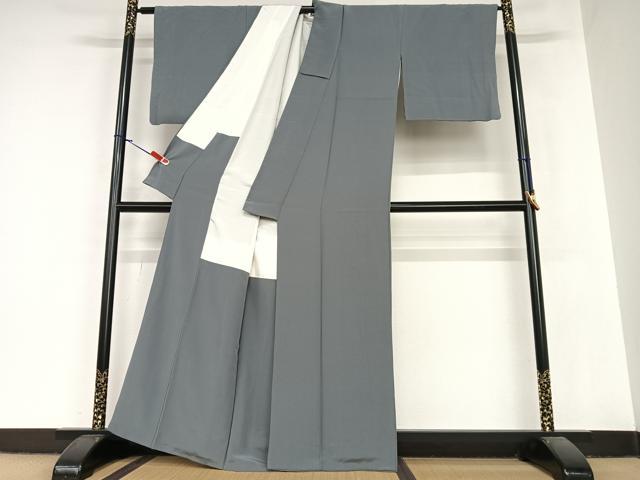 平和屋着物●上質な色無地　錆鼠色　正絹　逸品　AABA8775zg