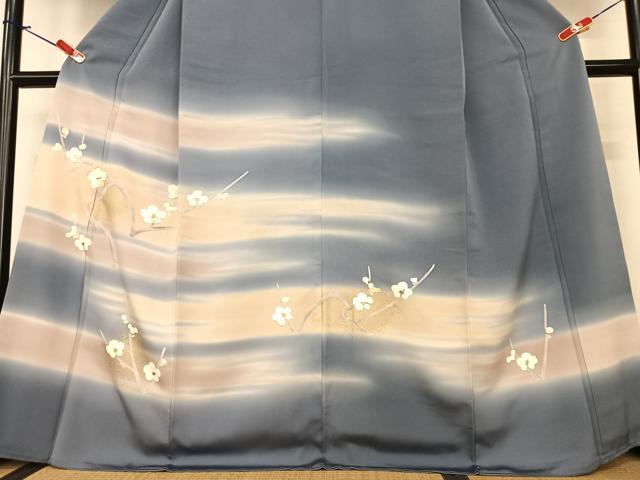 平和屋着物●訪問着 駒刺繍 枝梅文 暈し染め 金彩 正絹 逸品 AABA8779zg