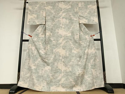 平和屋着物●上質な紬 風景草花文 正絹 逸品 AABA8787zg