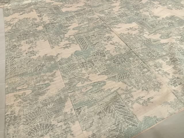 平和屋着物●上質な紬 風景草花文 正絹 逸品 AABA8787zg