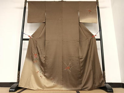 平和屋着物●訪問着　駒刺繍　花篭文　暈し染め　金彩　正絹　逸品　AABA8790zg