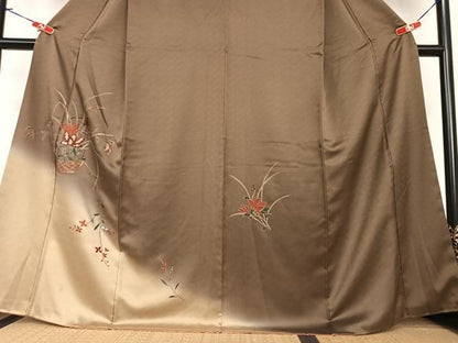 平和屋着物●訪問着　駒刺繍　花篭文　暈し染め　金彩　正絹　逸品　AABA8790zg