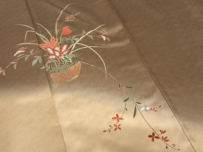 平和屋着物●訪問着　駒刺繍　花篭文　暈し染め　金彩　正絹　逸品　AABA8790zg