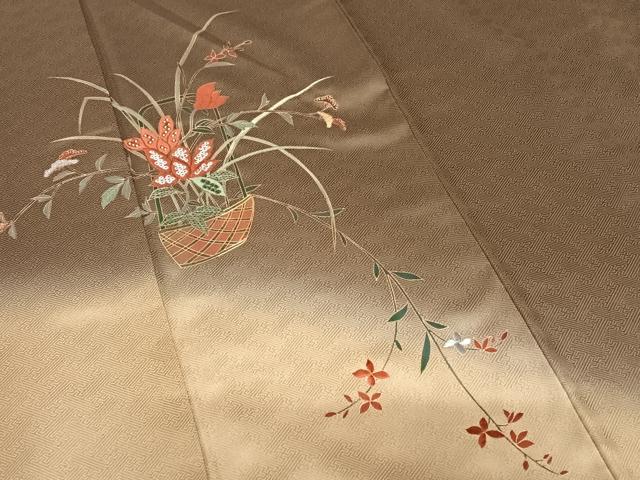 平和屋着物●訪問着　駒刺繍　花篭文　暈し染め　金彩　正絹　逸品　AABA8790zg