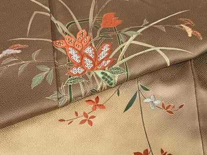 平和屋着物●訪問着　駒刺繍　花篭文　暈し染め　金彩　正絹　逸品　AABA8790zg