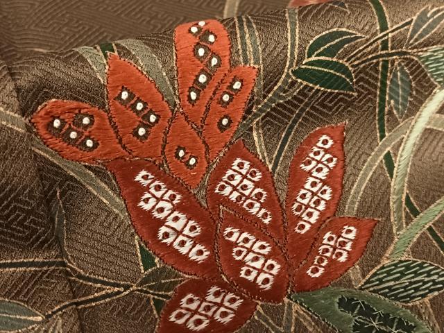 平和屋着物●訪問着　駒刺繍　花篭文　暈し染め　金彩　正絹　逸品　AABA8790zg