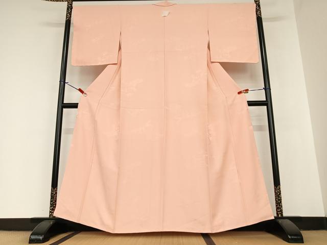 平和屋着物●上質な色無地　人物花地紋　宍色　正絹　逸品　未使用　AABA8792zg