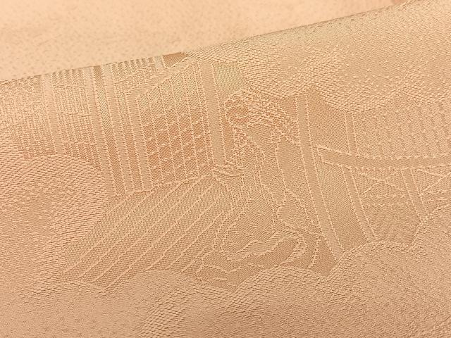 平和屋着物●上質な色無地　人物花地紋　宍色　正絹　逸品　未使用　AABA8792zg