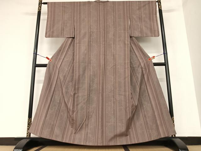 平和屋着物●上質な紬　花間道　縞　正絹　逸品　AABA8801zg