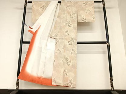 平和屋着物●上質な紬　雪輪重ね花文　正絹　逸品　未使用　AABA8802zg