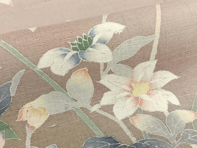 平和屋着物●訪問着 友禅 紬地 草花文 暈し染め 正絹 逸品 AABA8805zg