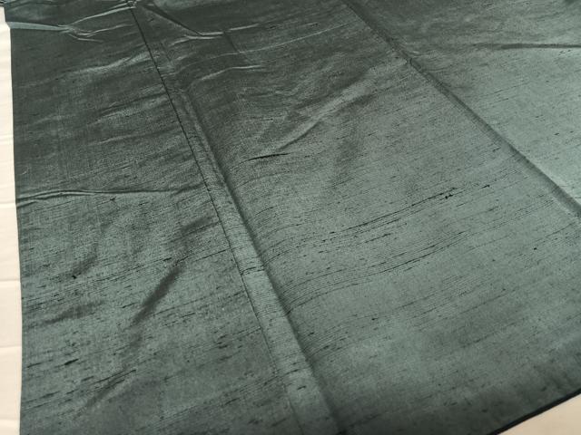 平和屋着物●男性 紬 アンサンブル 色無地 藍墨茶色 正絹 逸品 AABA8819zg
