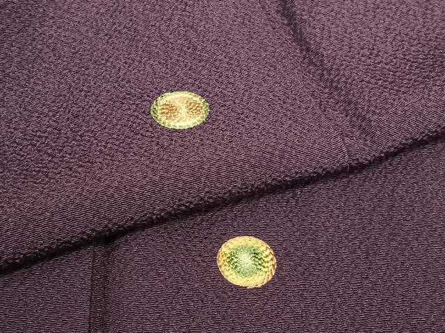 平和屋着物●上質な小紋 刺繍 丸文 似せ紫色地 大丸扱い ロング丈 正絹 逸品 AABA8834zg