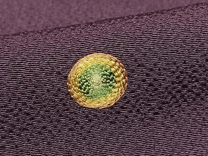 平和屋着物●上質な小紋 刺繍 丸文 似せ紫色地 大丸扱い ロング丈 正絹 逸品 AABA8834zg