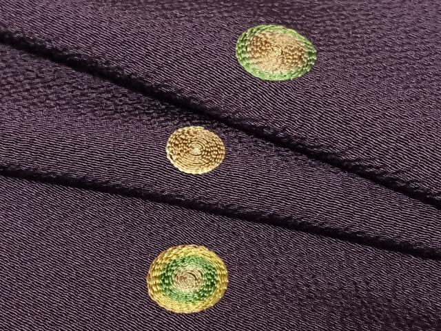 平和屋着物●上質な小紋 刺繍 丸文 似せ紫色地 大丸扱い ロング丈 正絹 逸品 AABA8834zg