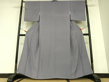 平和屋着物●上質な色無地　滅紫色　正絹　逸品　AABA8844zg