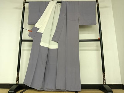 平和屋着物●上質な色無地　滅紫色　正絹　逸品　AABA8844zg