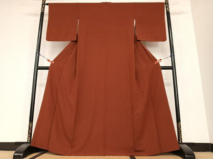 平和屋着物●上質な色無地　蘇芳色　正絹　逸品　AABA8849zg