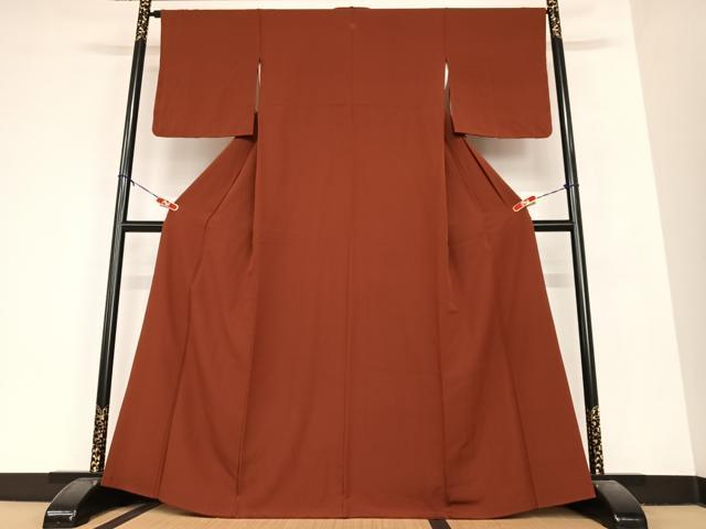 平和屋着物●上質な色無地　蘇芳色　正絹　逸品　AABA8849zg