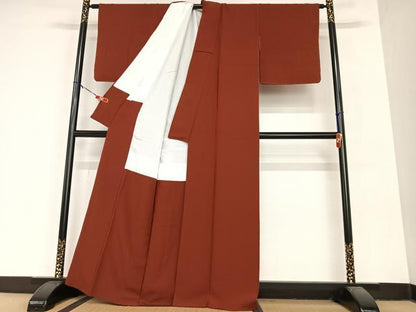 平和屋着物●上質な色無地　蘇芳色　正絹　逸品　AABA8849zg