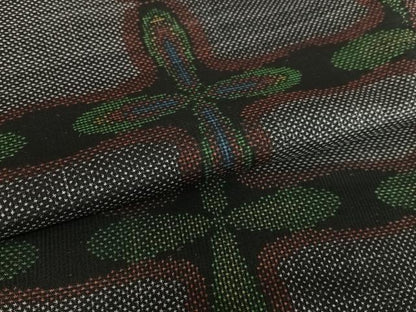 平和屋着物●本場大島紬　一元絣　幾何学花文　正絹　逸品　AABA8850zg