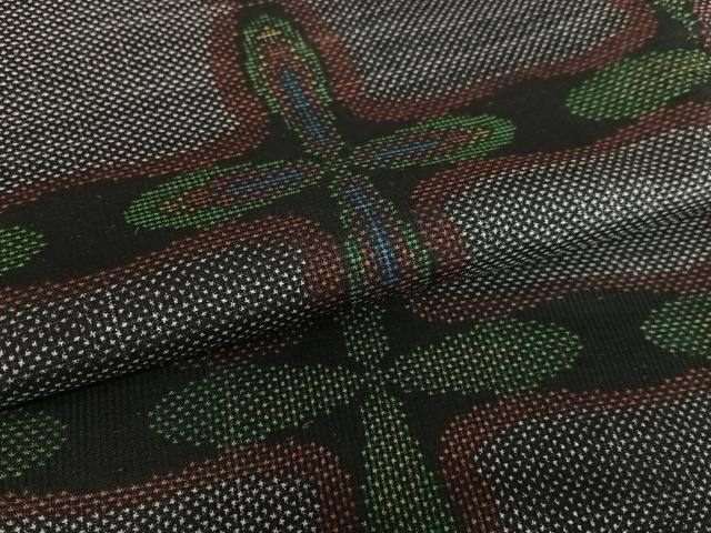 平和屋着物●本場大島紬　一元絣　幾何学花文　正絹　逸品　AABA8850zg