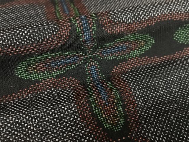 平和屋着物●本場大島紬　一元絣　幾何学花文　正絹　逸品　AABA8850zg