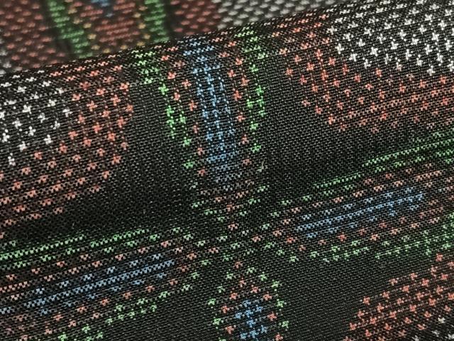 平和屋着物●本場大島紬　一元絣　幾何学花文　正絹　逸品　AABA8850zg