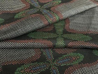 平和屋着物●本場大島紬　一元絣　幾何学花文　正絹　逸品　AABA8850zg