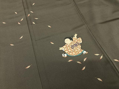 平和屋着物●京童人形絵師 高橋翠延 訪問着 童子 正絹 逸品 AABA8851zg