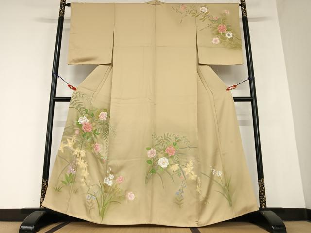 平和屋着物●訪問着 作家物 草花文 暈し染め 正絹 逸品 AABA8854zg