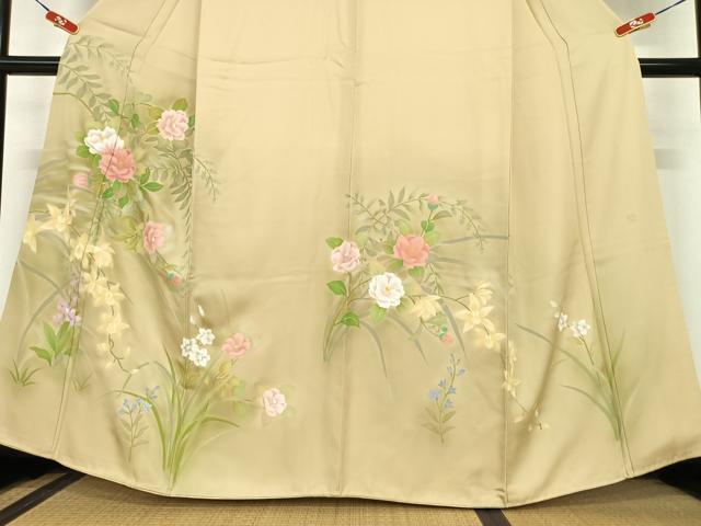 平和屋着物●訪問着 作家物 草花文 暈し染め 正絹 逸品 AABA8854zg