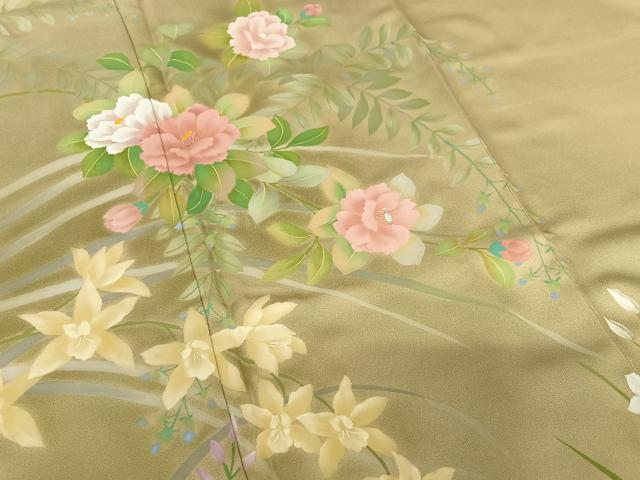 平和屋着物●訪問着 作家物 草花文 暈し染め 正絹 逸品 AABA8854zg