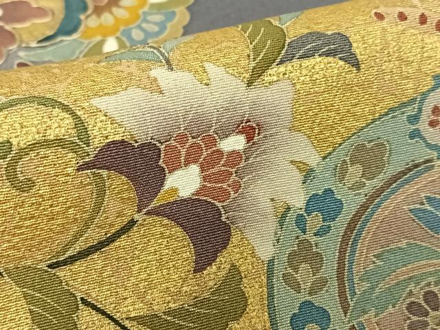 平和屋着物●訪問着 友禅 作家物 春水 更紗花文 金彩 正絹 逸品 AABA8855zg