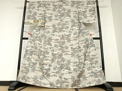 平和屋着物●本場大島紬　カタス7マルキ　総絣　人物風景文　杉野つむぎ技研　証紙付き　正絹　逸品　AABA8856zg