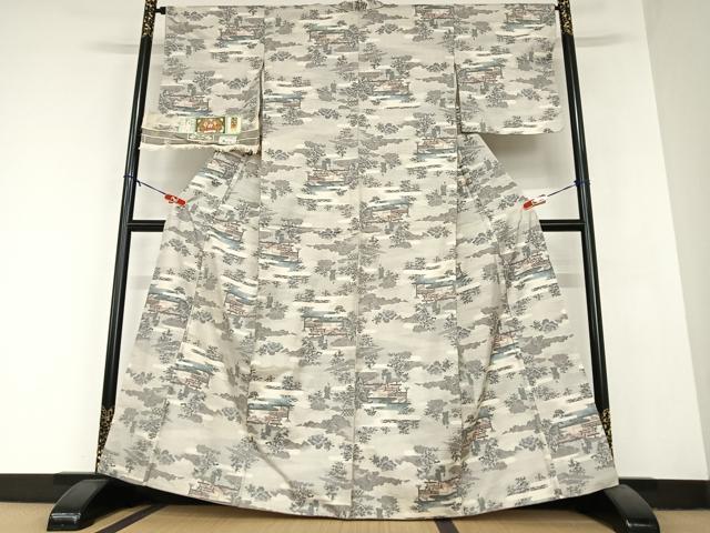 平和屋着物●本場大島紬　カタス7マルキ　総絣　人物風景文　杉野つむぎ技研　証紙付き　正絹　逸品　AABA8856zg