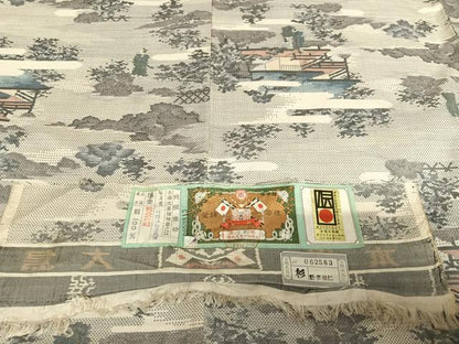 平和屋着物●本場大島紬　カタス7マルキ　総絣　人物風景文　杉野つむぎ技研　証紙付き　正絹　逸品　AABA8856zg