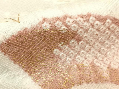 平和屋着物●訪問着　駒刺繍　絞り　地紙重ね花文　暈し染め　金彩　正絹　逸品　AABA8878zg